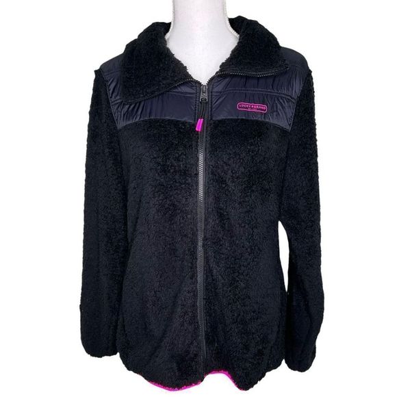 Lucky Brand Tops - NWT Lucky Brand black full zippered faux Sherpa jacket - size large
